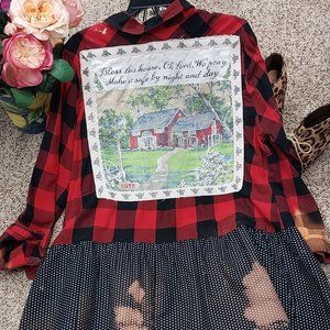 True Craft Red and Black Plaid Button Down Shirt